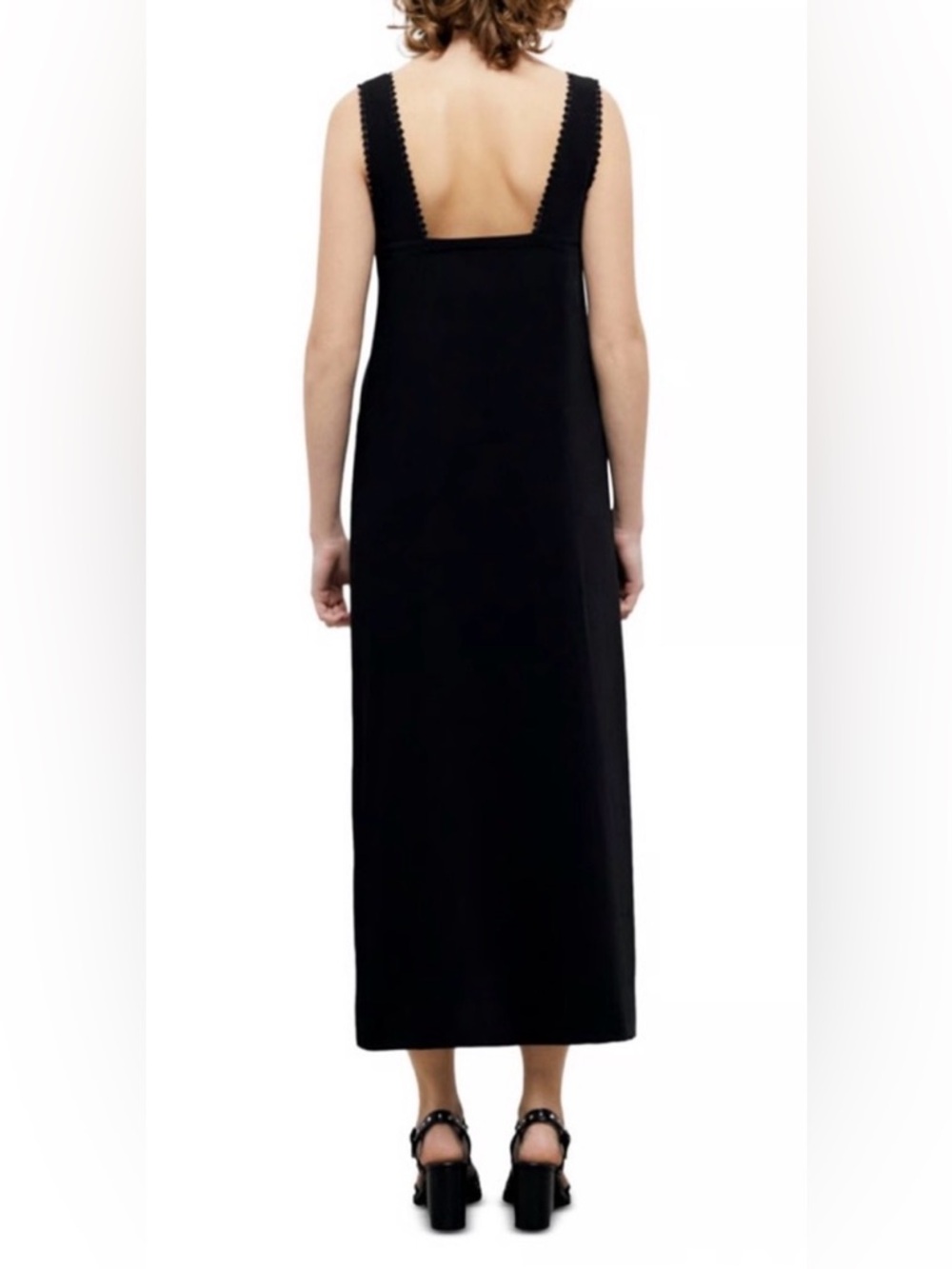 The Kooples Black Midi Dress NWT Size 3/Large Lace Trim Minimalist Chic - Picture 3 of 3